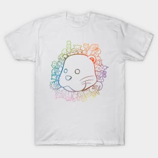 Otter Doodle Rainbow Line art T-Shirt T-Shirt